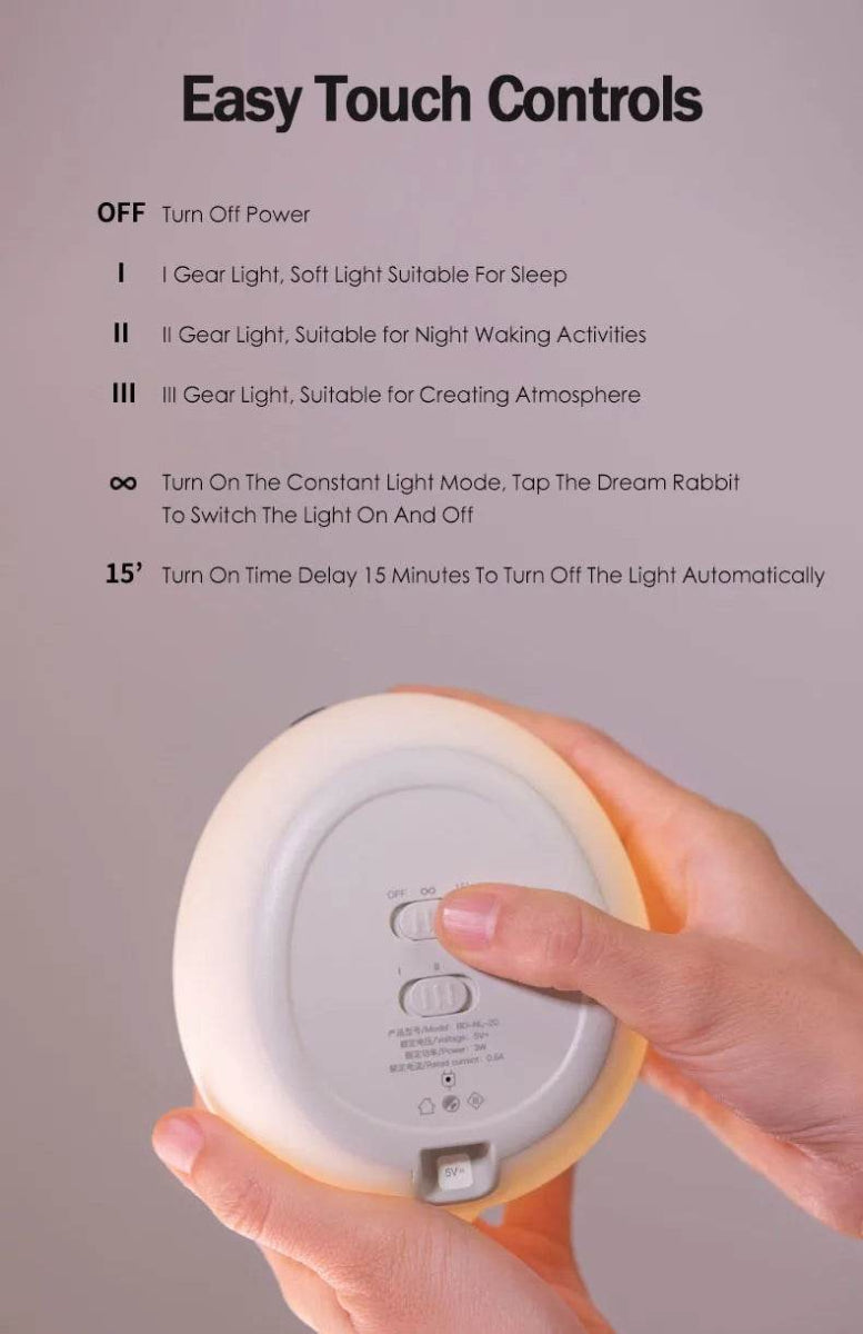 Cute Bunny Silicone Rechargeable LED Night Light - Sleep Galleria