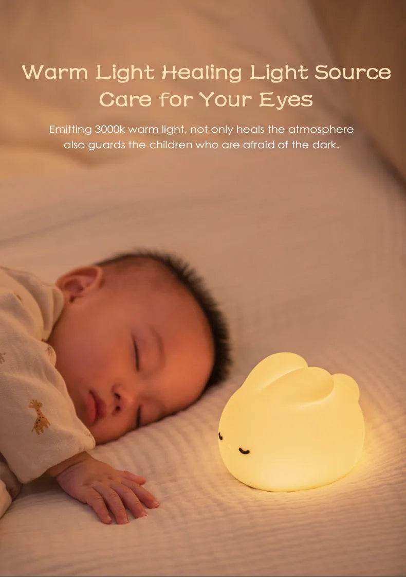 Cute Bunny Silicone Rechargeable LED Night Light - Sleep Galleria