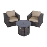 3-Piece Outdoor Wicker Seating Set With Fire Pit