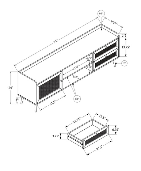 72-Inch Transitional Walnut Laminate TV Stand Console - Sleep Galleria