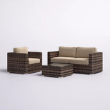 Modern Brown HDPE Wicker Outdoor Seating Group With Cushions
