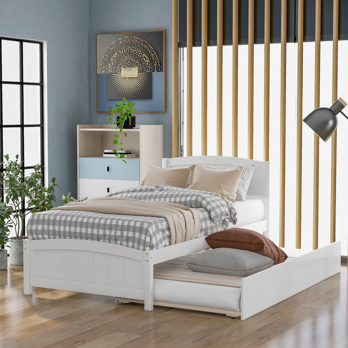 Twin Solid Wood Platform Bed With Trundle
