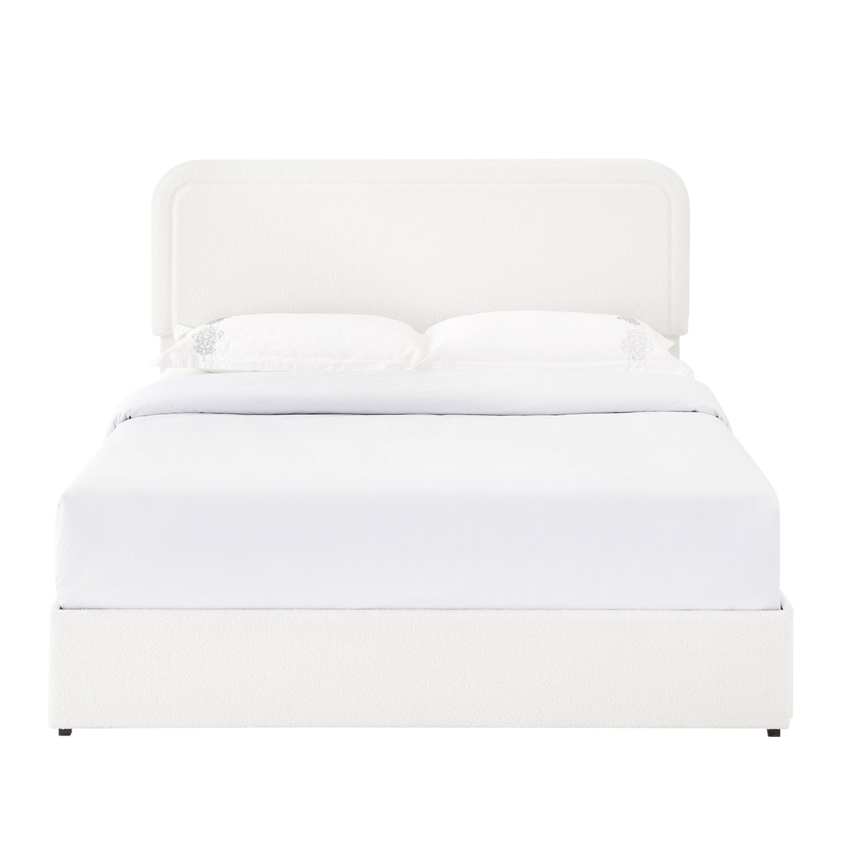 Queen Upholstered Boucle Storage Bed Frame With Drawers