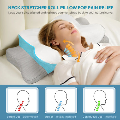New Odorless Orthopedic Ergonomic Pillow Memory Foam Breathable Inner Cover Relaxing Cervical Slow Rebound