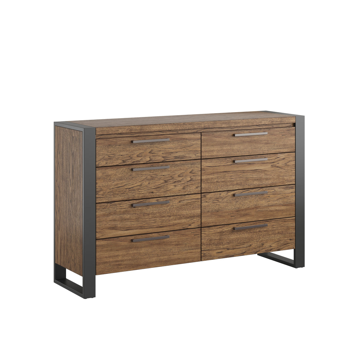 Brown Urban Industrial 8-Drawer Engineered Wood Dresser
