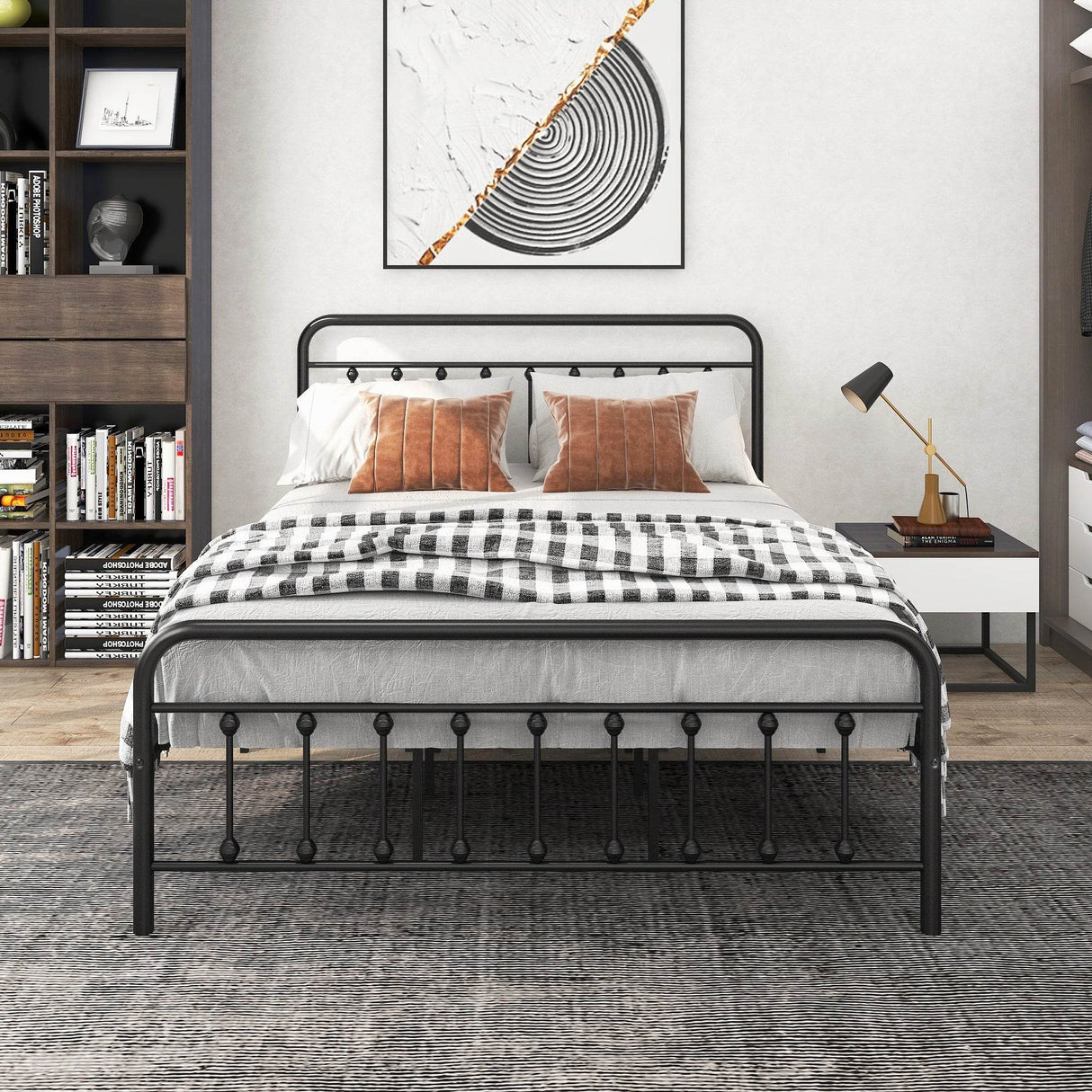Queen Victorian Style Metal Platform Bed Frame
