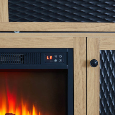Embossed Light Oak Fireplace TV Stand Console - Sleep Galleria