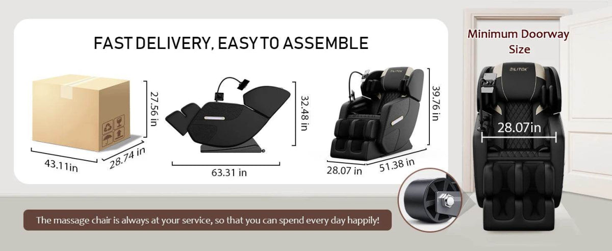Zero Gravity Full - Body Air Compression Massage Chair - BILITOK - Sleep Galleria