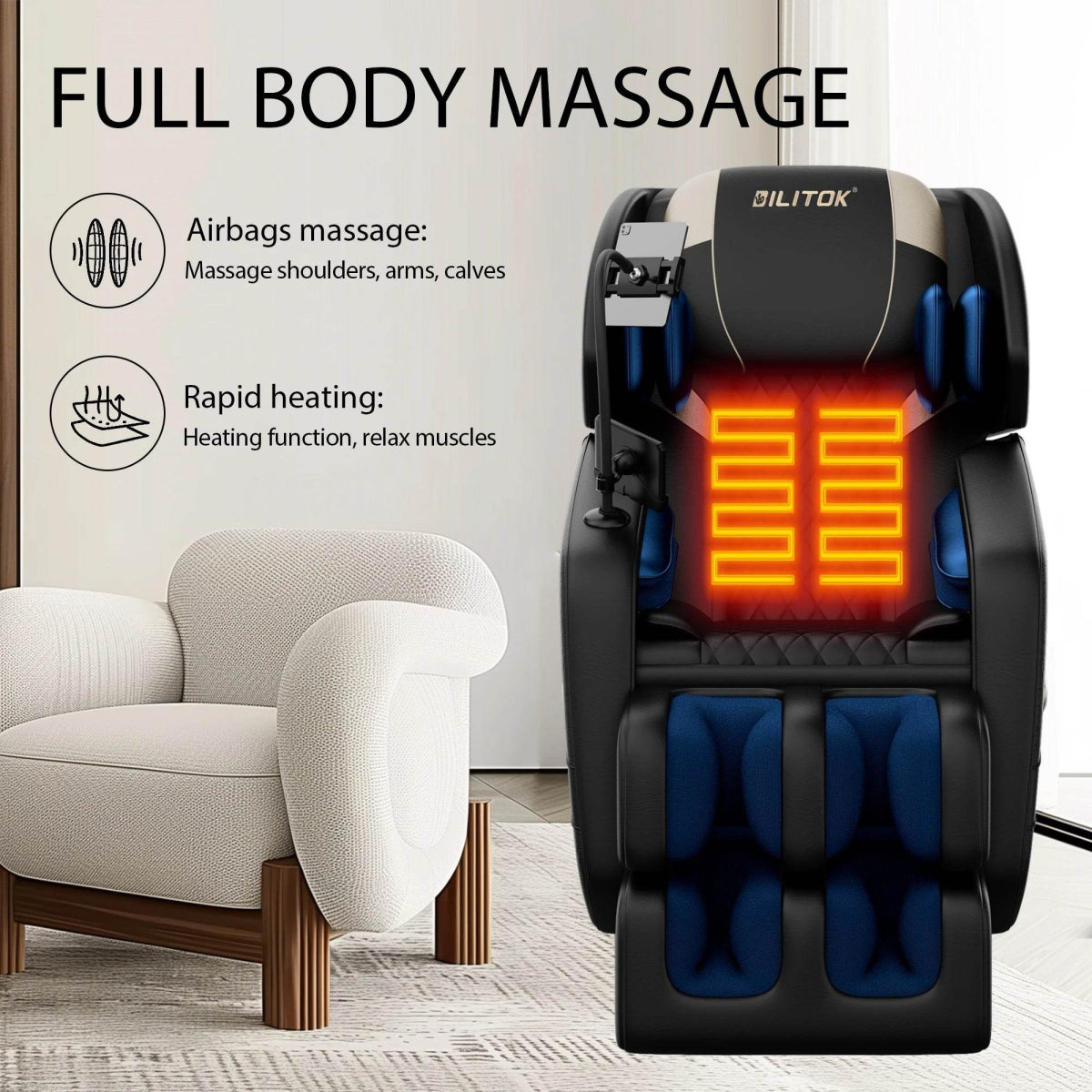 Zero Gravity Full - Body Air Compression Massage Chair - BILITOK - Sleep Galleria