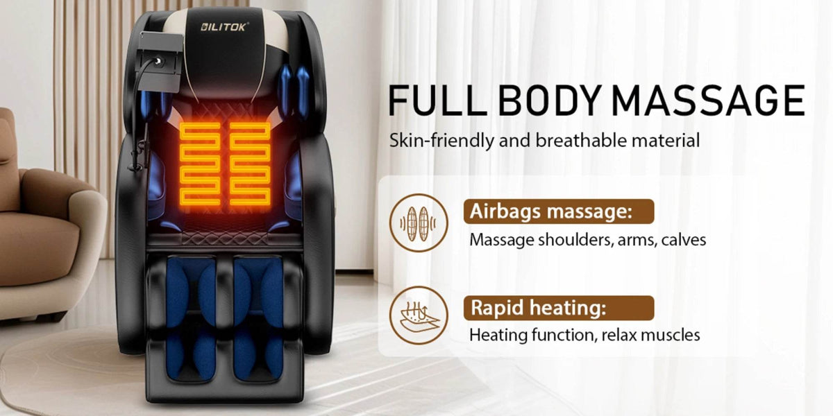 Zero Gravity Full Body Heated Airbag Massage Chair - BILITOK - Sleep Galleria