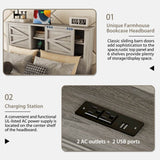 3-Piece Antique Gray Farmhouse Platform Bed Set - Sleep Galleria