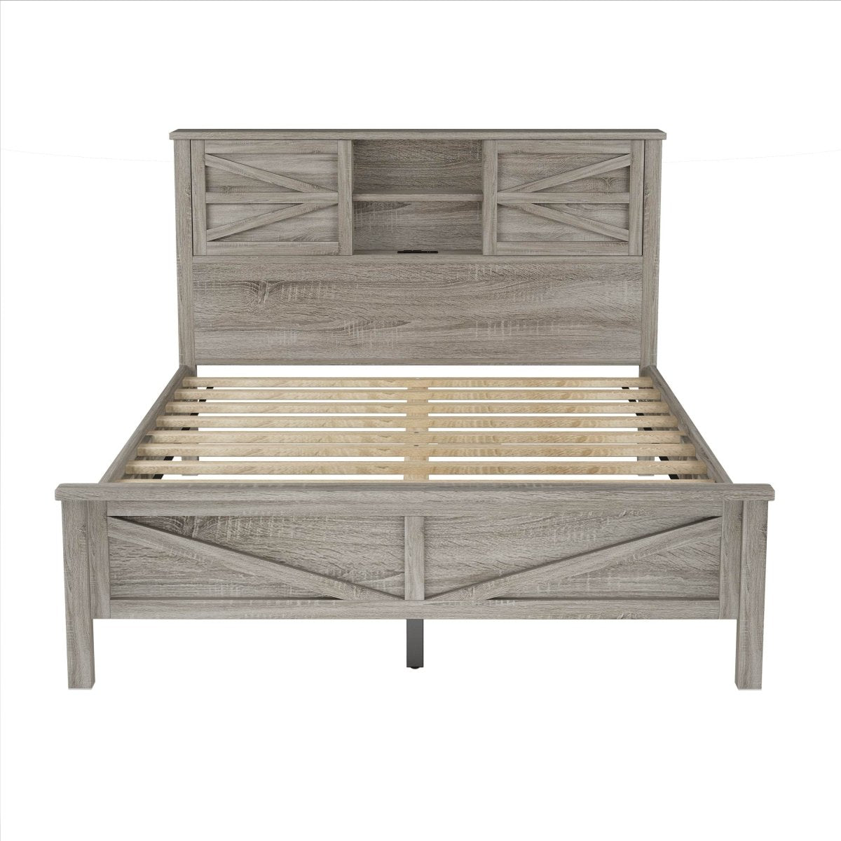3-Piece Antique Gray Farmhouse Platform Bed Set - Sleep Galleria