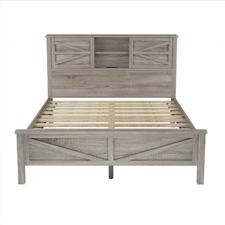 3 - Piece Antique Gray Farmhouse Platform Bed Set - Blissora - Sleep Galleria