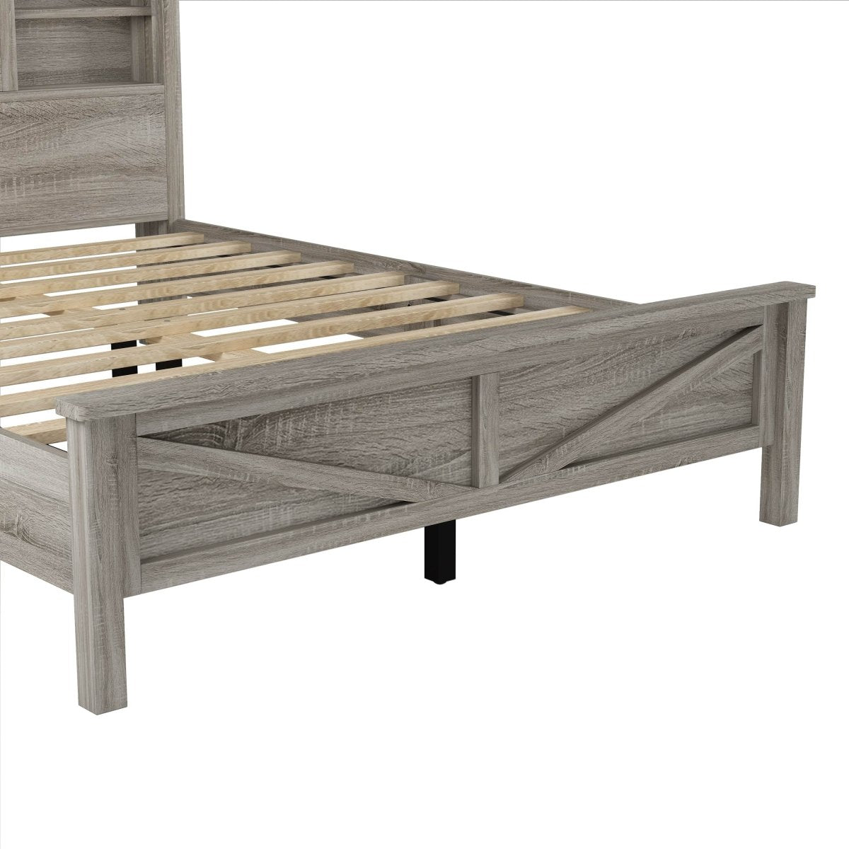 3-Piece Antique Gray Farmhouse Platform Bed Set - Sleep Galleria
