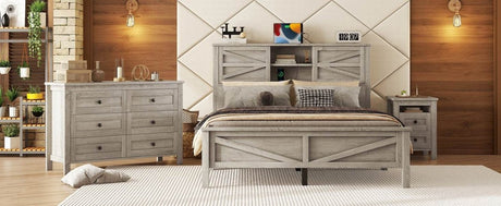 3 - Piece Antique Gray Farmhouse Platform Bed Set - Blissora - Sleep Galleria