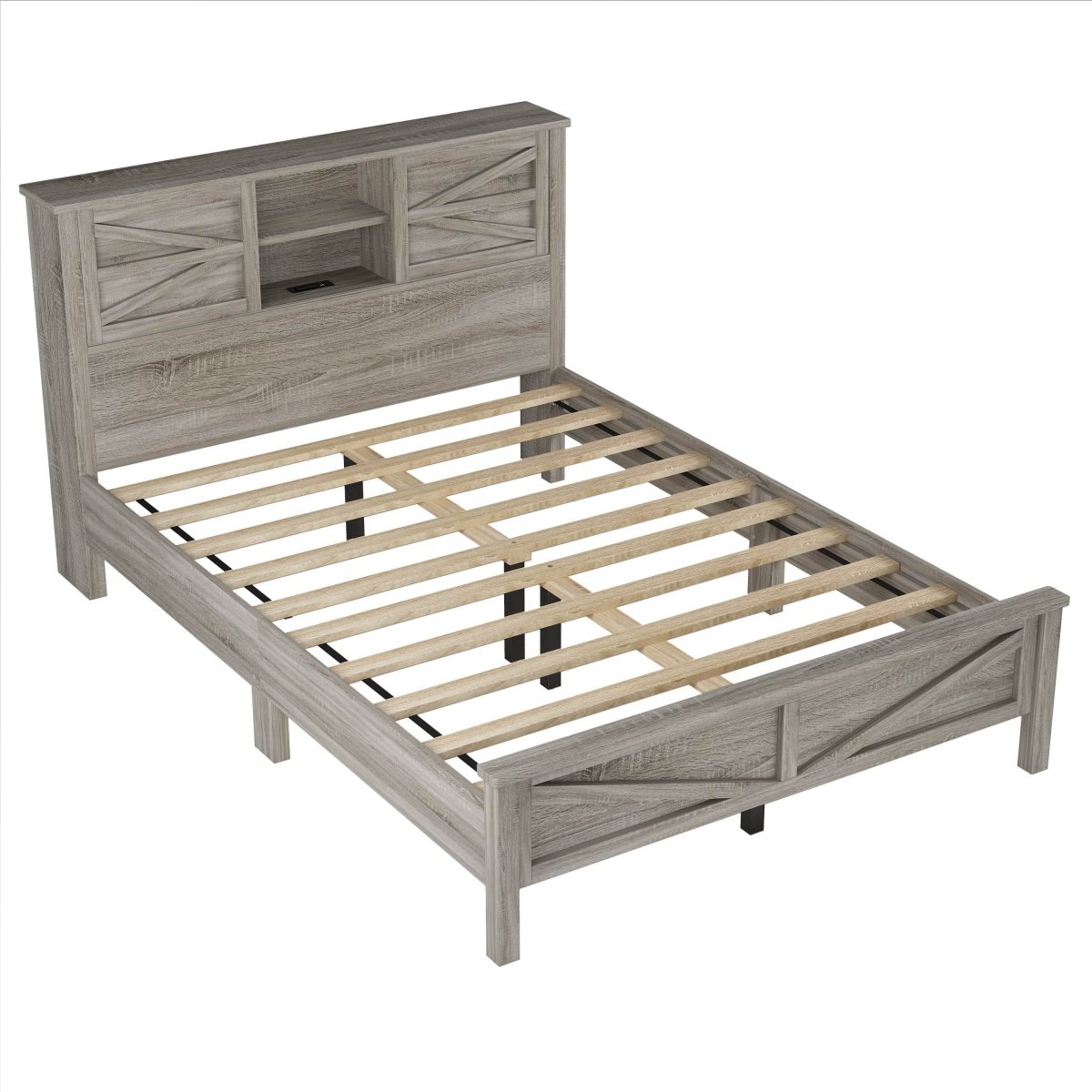 3-Piece Antique Gray Farmhouse Platform Bed Set - Sleep Galleria
