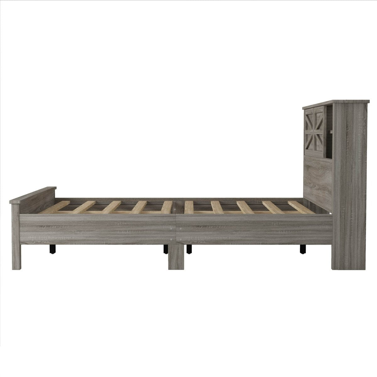 3-Piece Antique Gray Farmhouse Platform Bed Set - Sleep Galleria