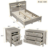 3-Piece Antique Gray Farmhouse Platform Bed Set - Sleep Galleria