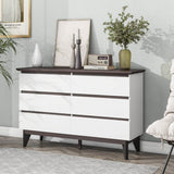 6-Drawer White Particle Board Storage Dresser Cabinet - Sleep Galleria