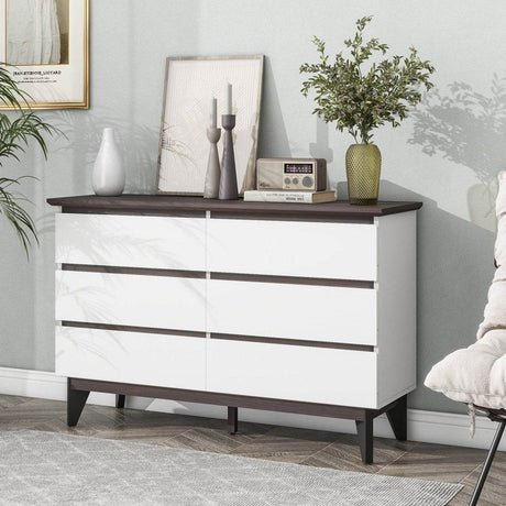 6-Drawer White Particle Board Storage Dresser Cabinet - Sleep Galleria