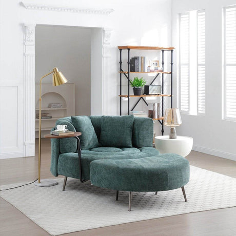 Extra Large Chenille Barrel Chair With Ottoman - Sleep Galleria