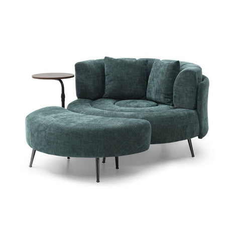 Extra Large Chenille Barrel Chair With Ottoman - Sleep Galleria