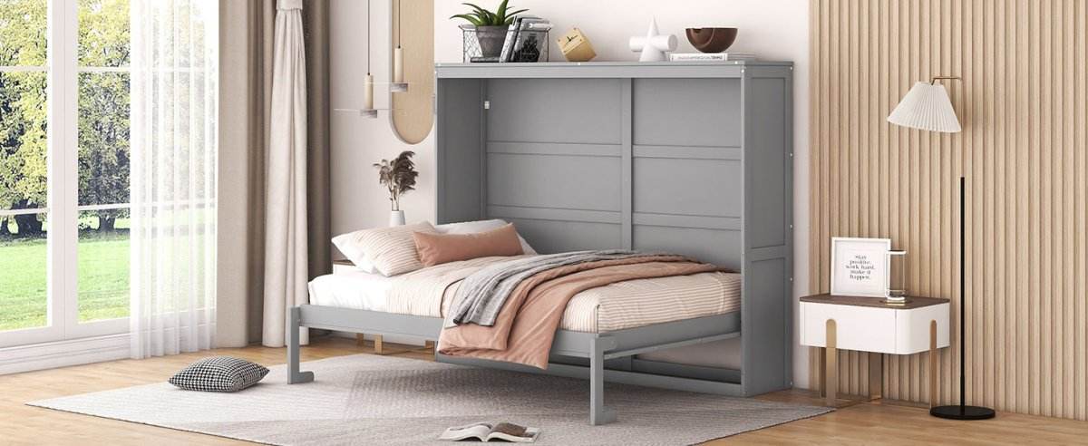 Full Size Gray Plywood Multi-Function Murphy Bed - Sleep Galleria