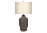 Grey Ceramic Table Lamp With Beige Linen Drum Shade - Sleep Galleria
