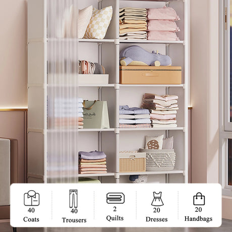 Minimalist Modern 6 - Layer Fabric Wardrobe Organizer Cabinet - Blissora - Sleep Galleria