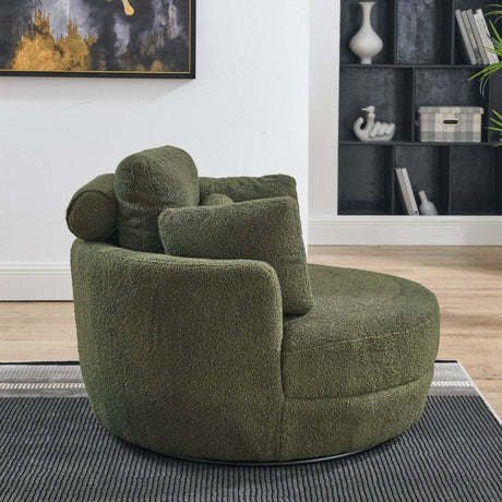 Oversized Upholstered Swivel Chair With Storage Ottoman - Sleep Galleria