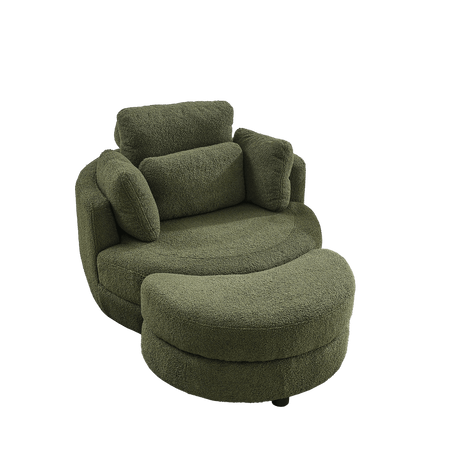 Oversized Upholstered Swivel Chair With Storage Ottoman - Sleep Galleria