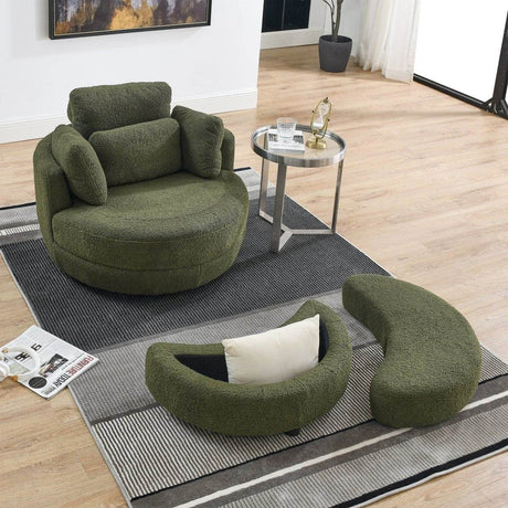 Oversized Upholstered Swivel Chair With Storage Ottoman - Sleep Galleria