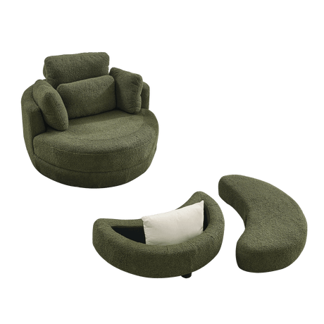 Oversized Upholstered Swivel Chair With Storage Ottoman - Sleep Galleria