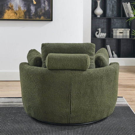 Oversized Upholstered Swivel Chair With Storage Ottoman - Sleep Galleria