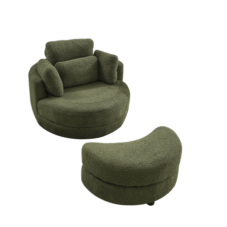 Oversized Upholstered Swivel Chair With Storage Ottoman - Sleep Galleria
