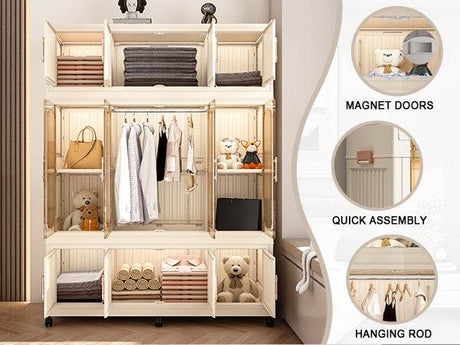 Portable Wardrobe Closet Organizer With Magnetic Doors - Blissora - Sleep Galleria