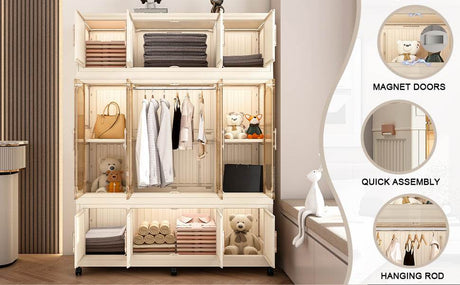 Portable Wardrobe Closet Organizer With Magnetic Doors - Blissora - Sleep Galleria