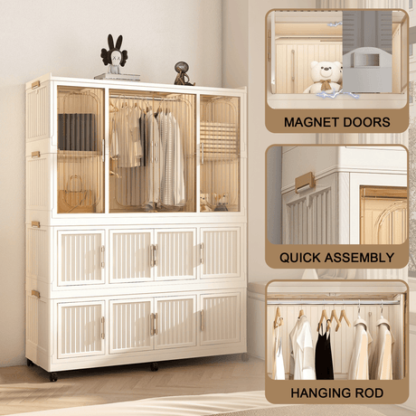Portable Wardrobe Closet Organizer With Magnetic Doors - Blissora - Sleep Galleria