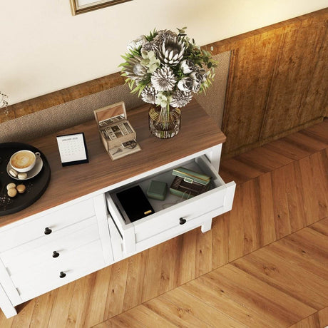 Retro Farmhouse Style Six-Drawer Wooden Dresser - Sleep Galleria