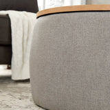 Round Linen Upholstered Storage Ottoman With Removable Top - Blissora - Sleep Galleria