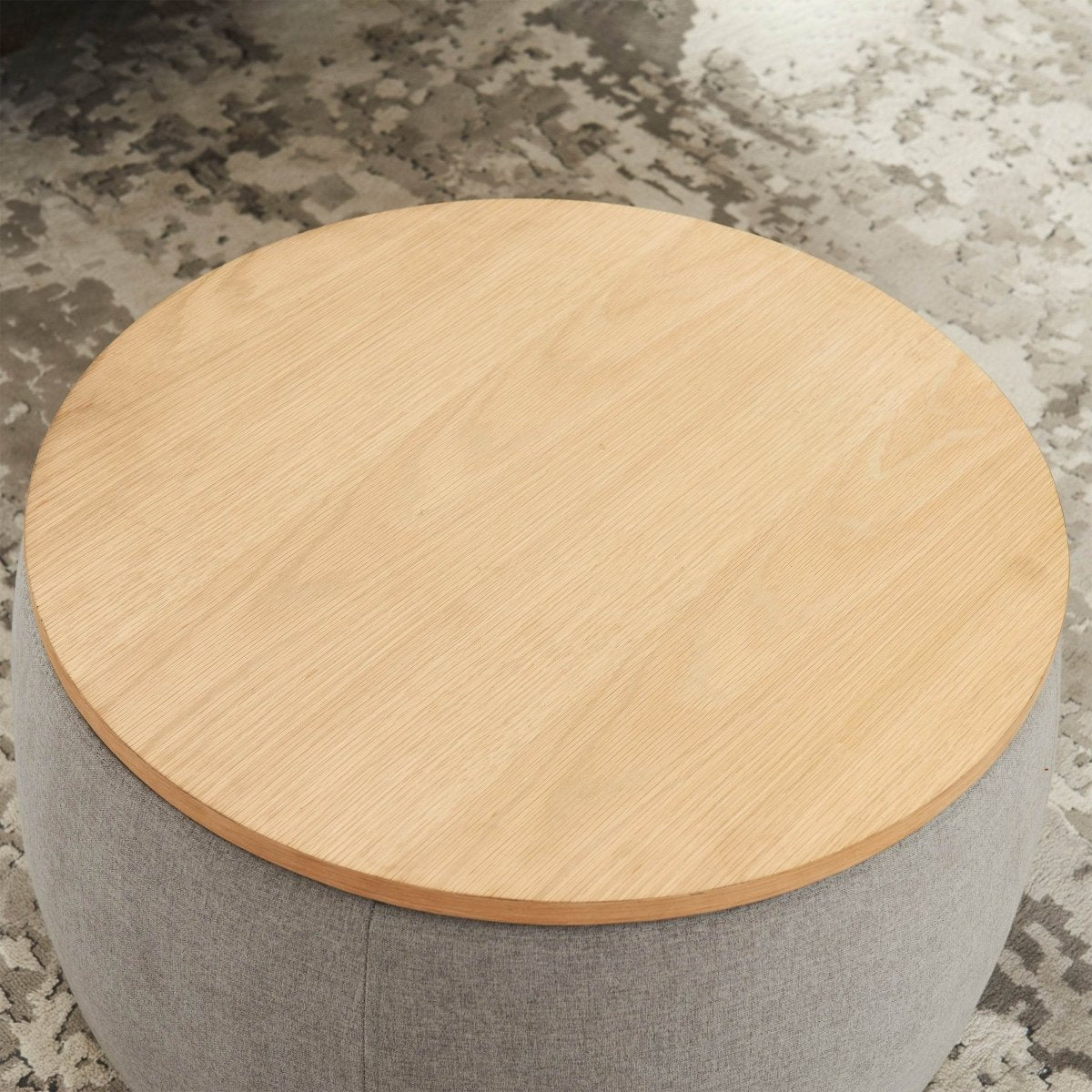 Round Linen Upholstered Storage Ottoman With Removable Top - Blissora - Sleep Galleria