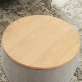 Round Linen Upholstered Storage Ottoman With Removable Top - Blissora - Sleep Galleria