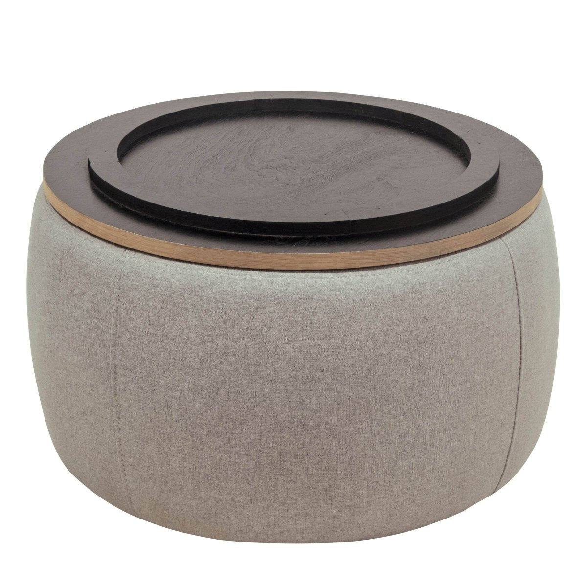 Round Linen Upholstered Storage Ottoman With Removable Top - Blissora - Sleep Galleria