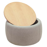 Round Linen Upholstered Storage Ottoman With Removable Top - Blissora - Sleep Galleria