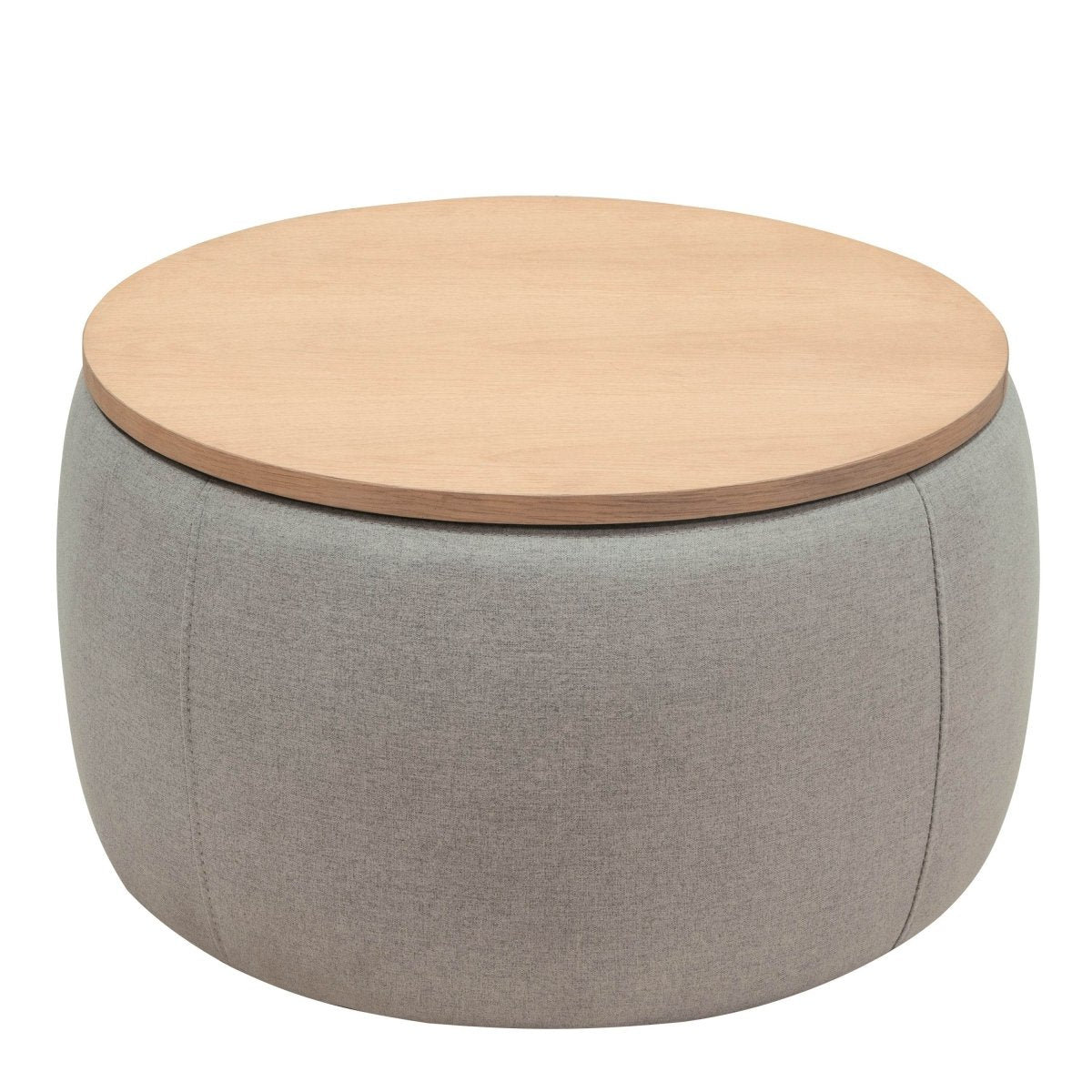 Round Linen Upholstered Storage Ottoman With Removable Top - Blissora - Sleep Galleria
