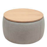 Round Linen Upholstered Storage Ottoman With Removable Top - Blissora - Sleep Galleria