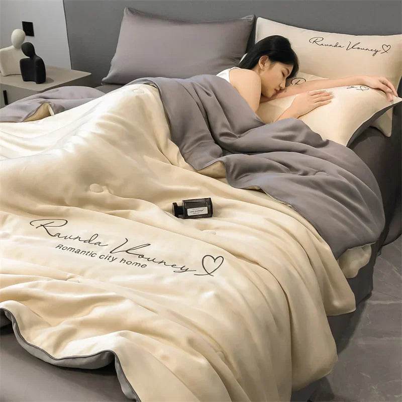 Silky Soft Cooling Summer Quilt Patchwork Blanket - Blissora - Sleep Galleria