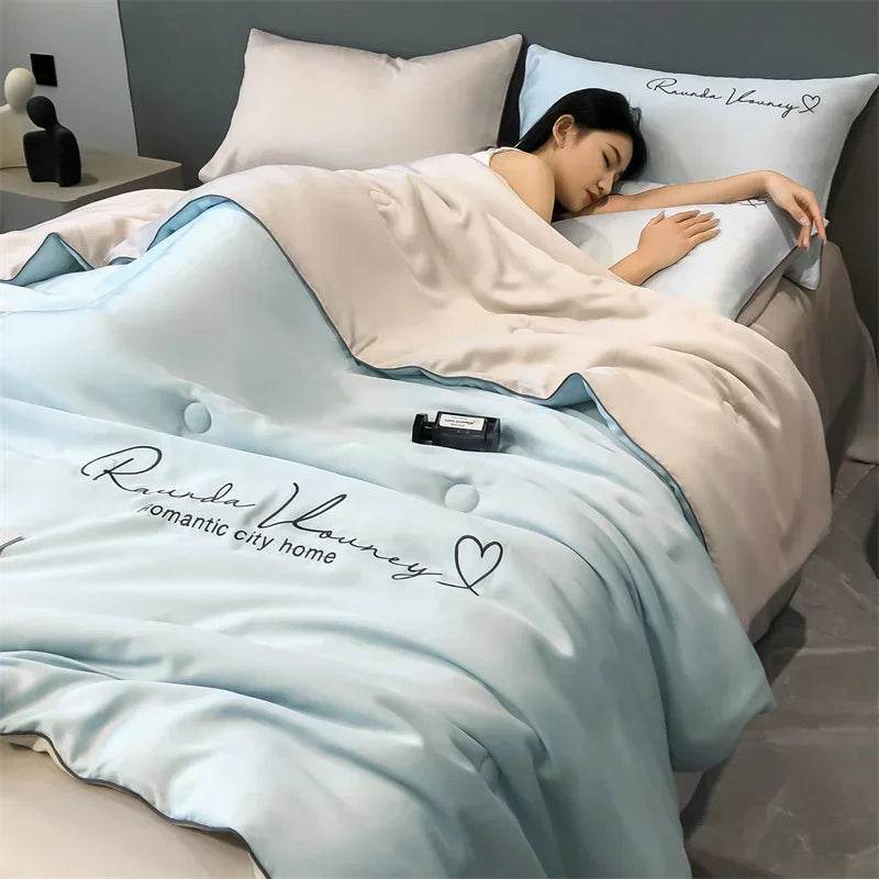 Silky Soft Cooling Summer Quilt Patchwork Blanket - Blissora - Sleep Galleria