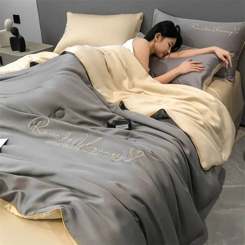 Silky Soft Cooling Summer Quilt Patchwork Blanket - Blissora - Sleep Galleria