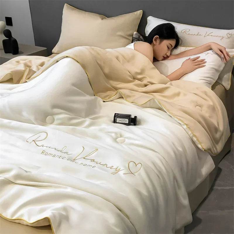 Silky Soft Cooling Summer Quilt Patchwork Blanket - Blissora - Sleep Galleria